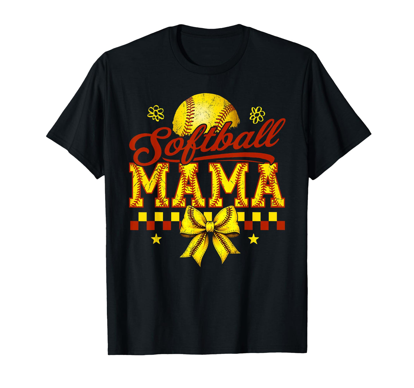 Softball Mama Coquette Bow Mothers Day Game T-Shirt - Graphic Print Unisex - T-Shirt, Sweatshirt, Hoodie