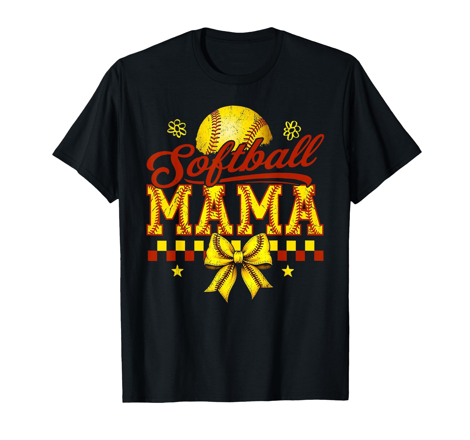 Softball Mama Coquette Bow Mothers Day Game T-Shirt - Graphic Print Unisex - T-Shirt, Sweatshirt, Hoodie