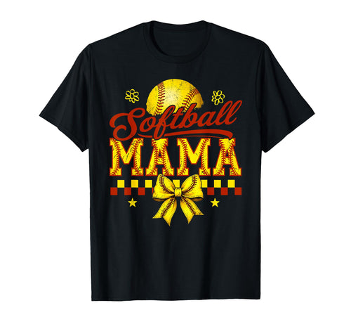 Softball Mama Coquette Bow Mothers Day Game T-Shirt - Graphic Print Unisex - T-Shirt, Sweatshirt, Hoodie