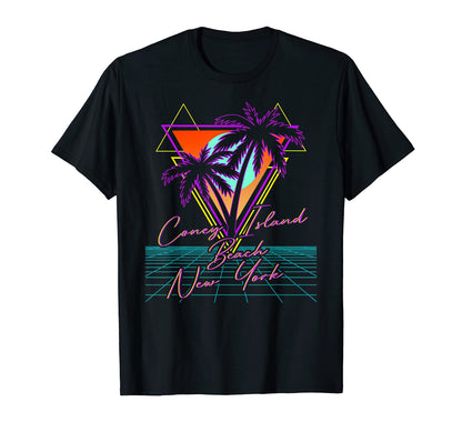 Coney Island Beach New York 80S Vaporwave T-Shirt - Novelty Apparel Unisex - T-Shirt, Sweatshirt, Hoodie