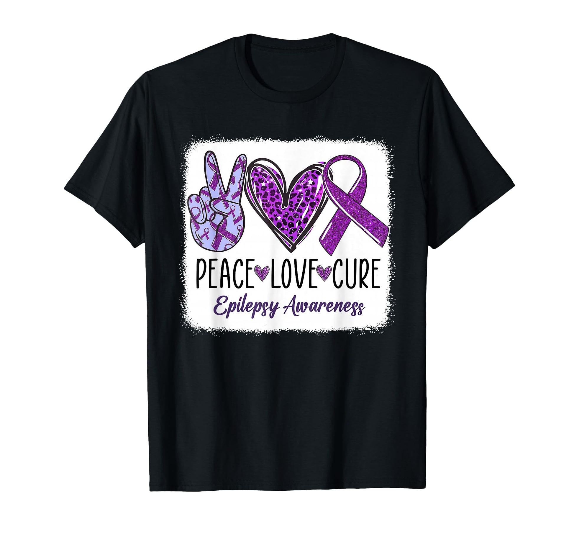 Peace Hope Love Ribbon Purple Epilepsy T-Shirt - Minimalist Print Unisex - T-Shirt, Sweatshirt, Hoodie
