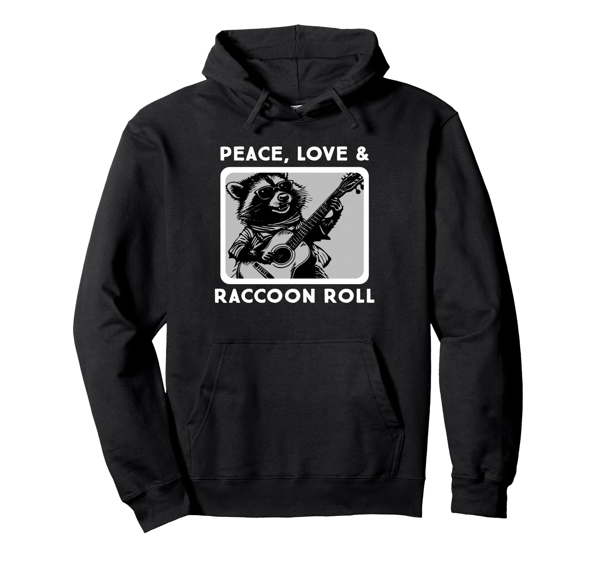 Raccoon Rock And Roll Music Raccoon Hoodie - Minimalist Print for Adults - T-Shirt, Sweatshirt, Hoodie