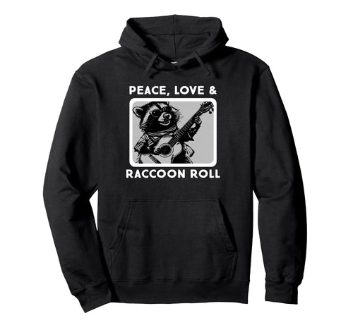 Raccoon Rock And Roll Music Raccoon Hoodie - Minimalist Print for Adults - T-Shirt, Sweatshirt, Hoodie