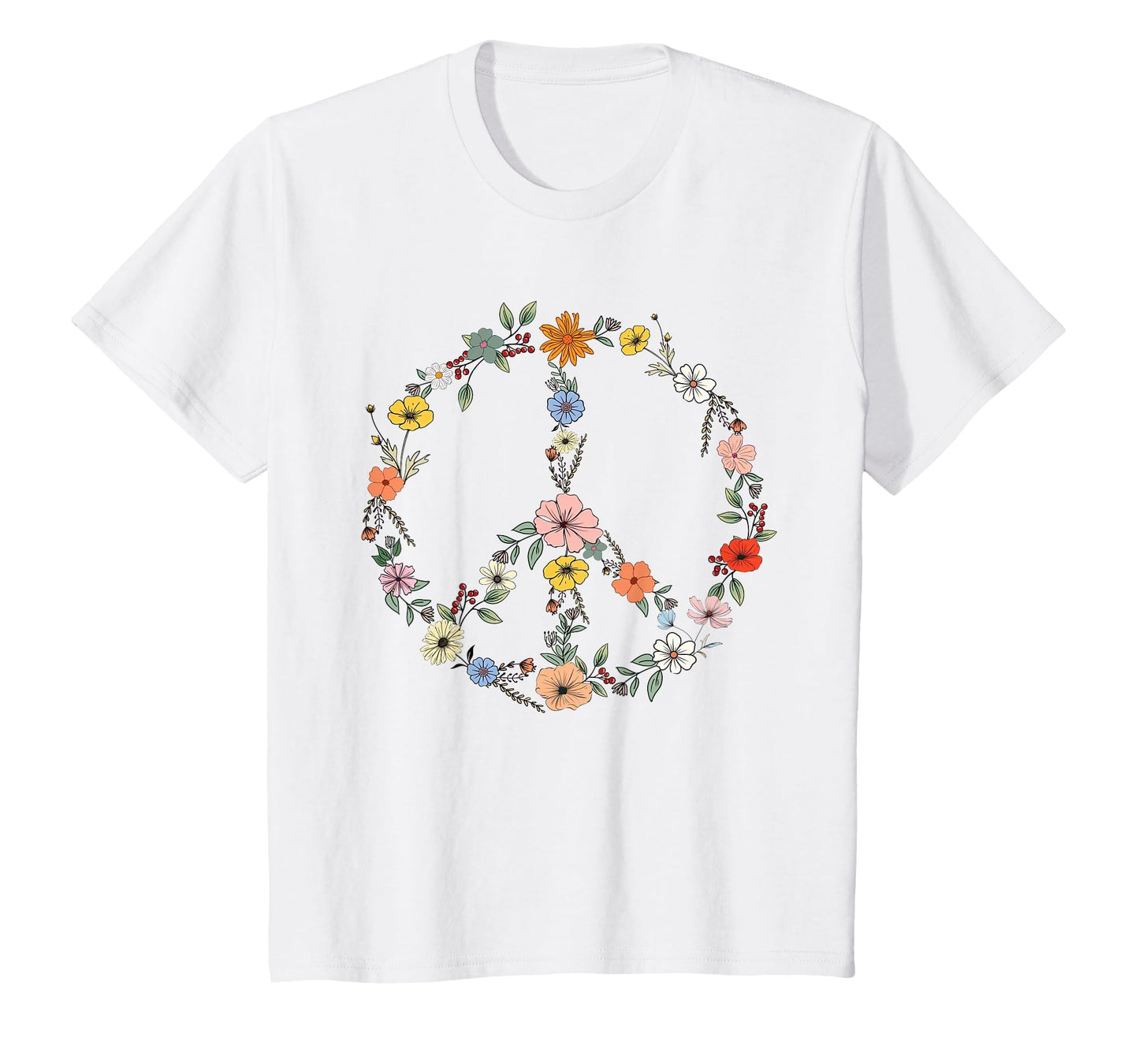 Floral Peace Sign Boho Teens Trendy T-Shirt - Fun Novelty Design Men Women - T-Shirt, Sweatshirt, Hoodie