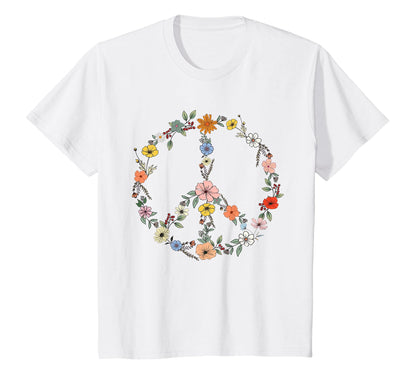 Floral Peace Sign Boho Teens Trendy T-Shirt - Fun Novelty Design Men Women - T-Shirt, Sweatshirt, Hoodie