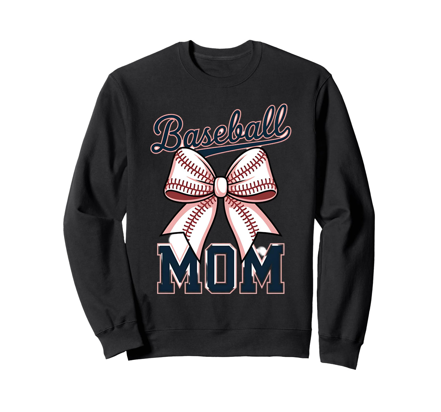 Baseball Mom Coquette Bow Sweatshirt - Custom Art Print Unisex - T-Shirt, Sweatshirt, Hoodie