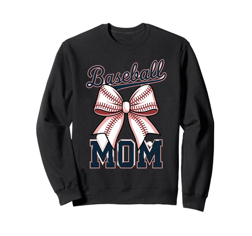 Baseball Mom Coquette Bow Sweatshirt - Custom Art Print Unisex - T-Shirt, Sweatshirt, Hoodie