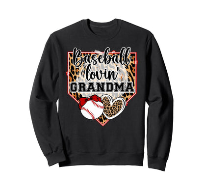Baseball Lovin Grandma Baseball Sweatshirt - Unique Graphic Men Women - T-Shirt, Sweatshirt, Hoodie
