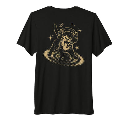 90S Y2K Cat Headphones Stars Silly T-Shirt - Custom Art Print for Adults - T-Shirt, Sweatshirt, Hoodie
