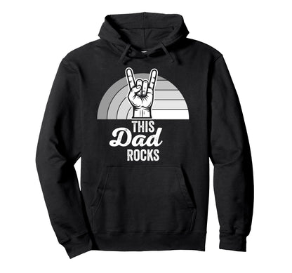This Dad Rocks Hand Gesture Hoodie - Casual Everyday Wear Men Women - T-Shirt, Sweatshirt, Hoodie