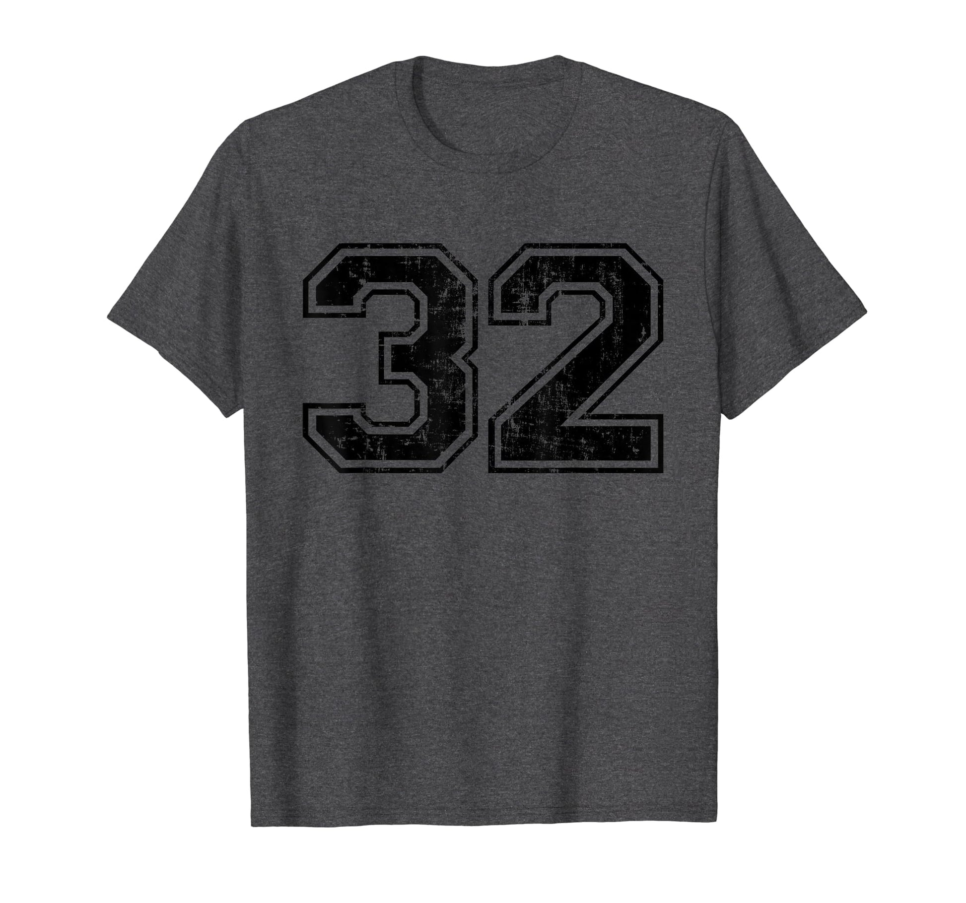 Number 32 Varsity Distressed Sport Team T-Shirt - Trendy Graphic Men Women - T-Shirt, Sweatshirt, Hoodie