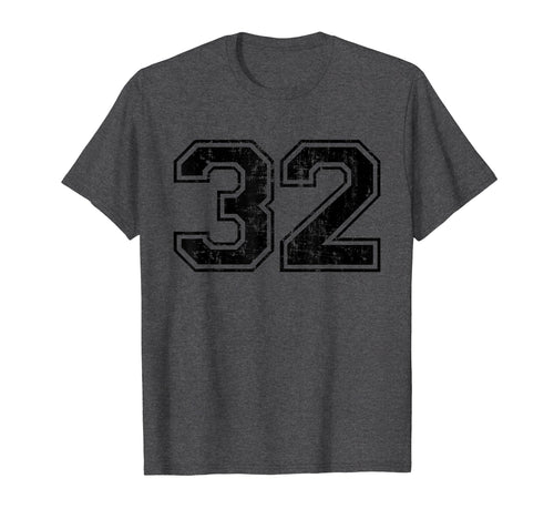 Number 32 Varsity Distressed Sport Team T-Shirt - Trendy Graphic Men Women - T-Shirt, Sweatshirt, Hoodie