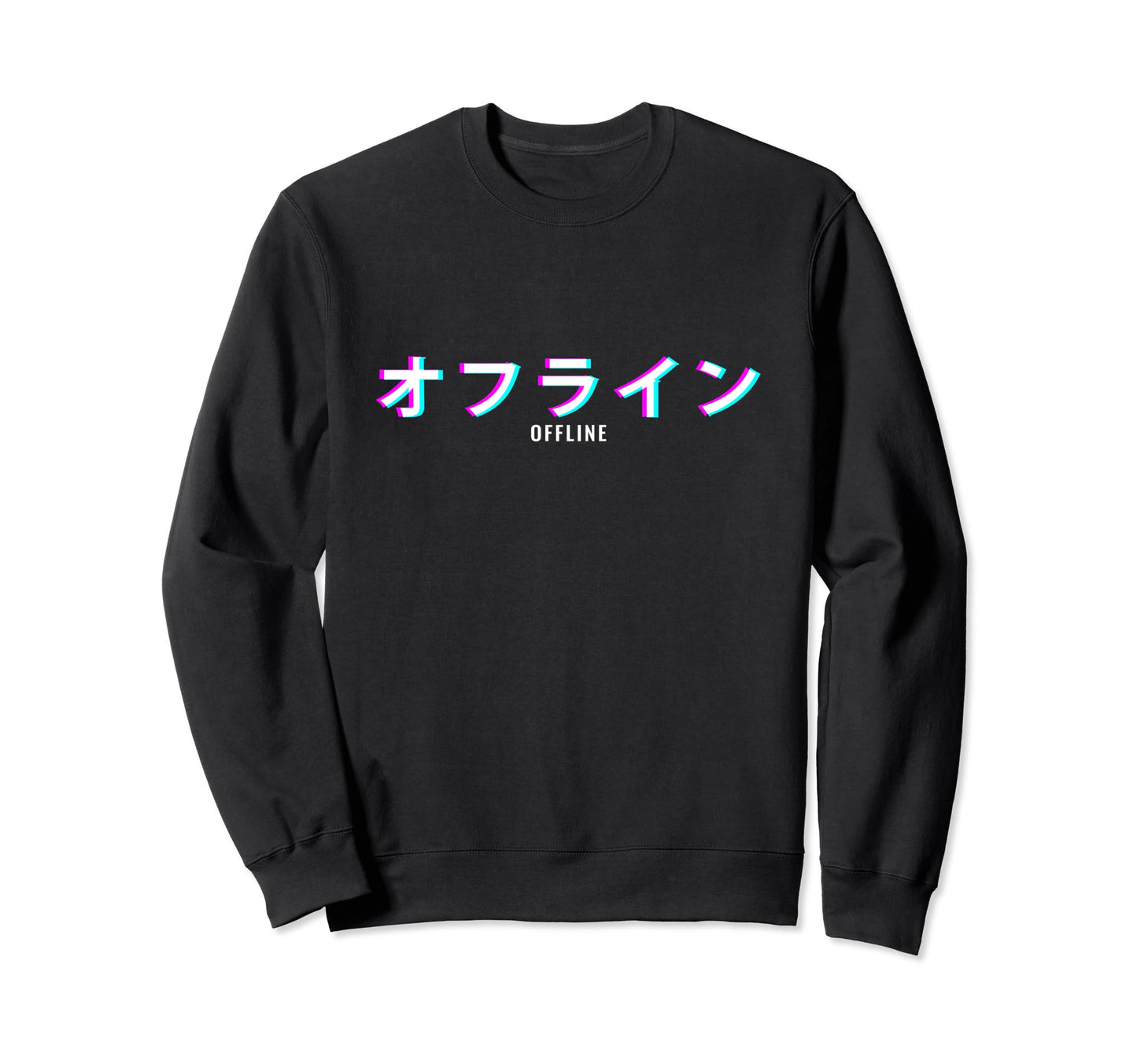 Aesthetic Offline Japanese Text Sweatshirt - Fun Novelty Design for Adults - T-Shirt, Sweatshirt, Hoodie