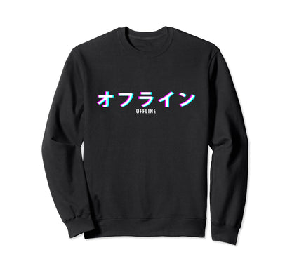 Aesthetic Offline Japanese Text Sweatshirt - Fun Novelty Design for Adults - T-Shirt, Sweatshirt, Hoodie