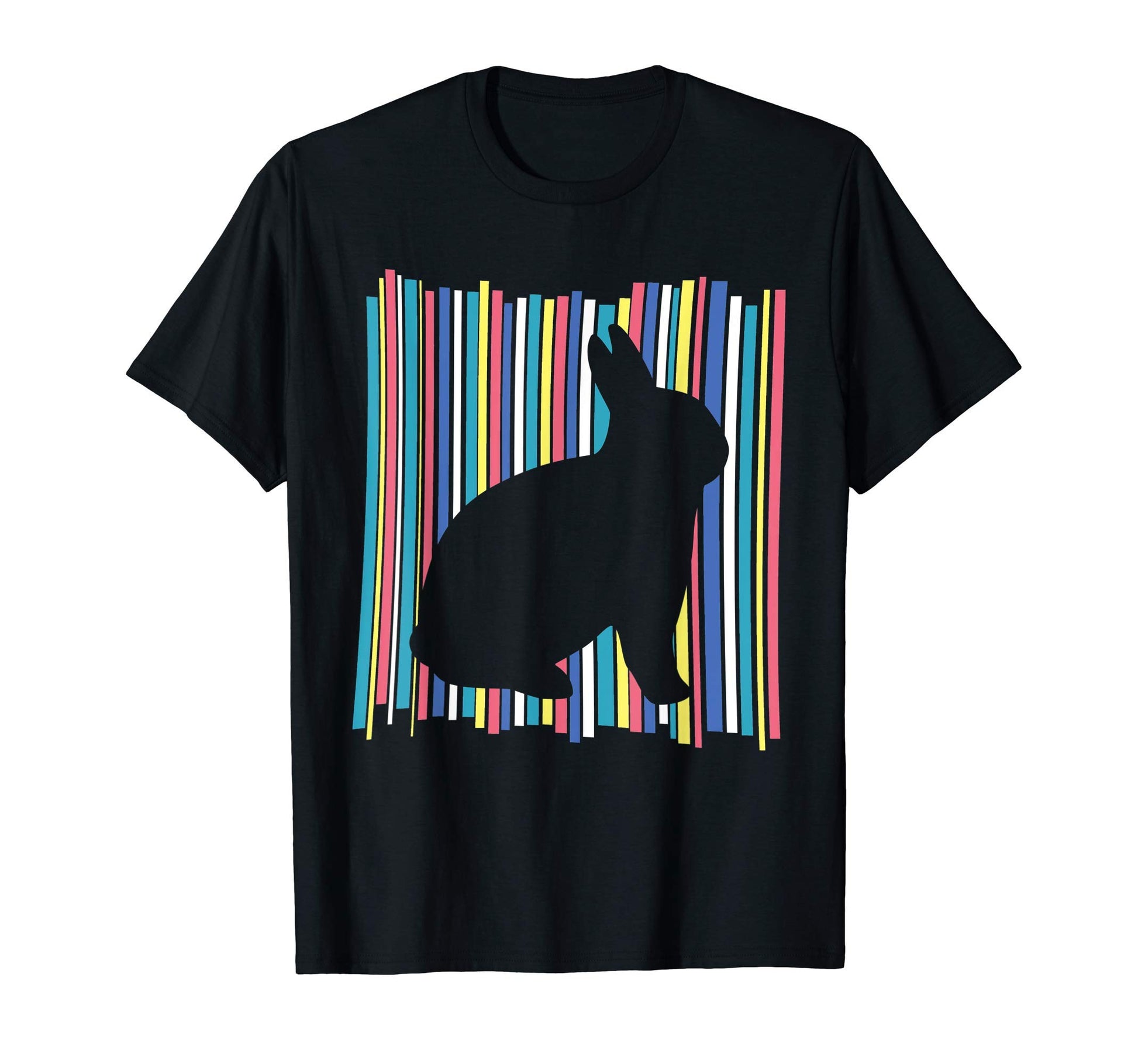 Rabbit Pastel Rainbow Striped Aesthetic T-Shirt - Trendy Graphic Unisex - T-Shirt, Sweatshirt, Hoodie