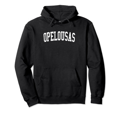 Opelousas La Distressed White Varsity Hoodie - Trendy Graphic Unisex - T-Shirt, Sweatshirt, Hoodie