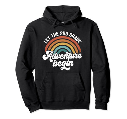 Let 2Nd Grade Adventure Begin Groovy Hoodie - Unique Graphic Men Women - T-Shirt, Sweatshirt, Hoodie