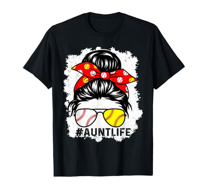 Womens Aunt Life Softball Baseball T-Shirt - Novelty Apparel for Adults - T-Shirt, Sweatshirt, Hoodie