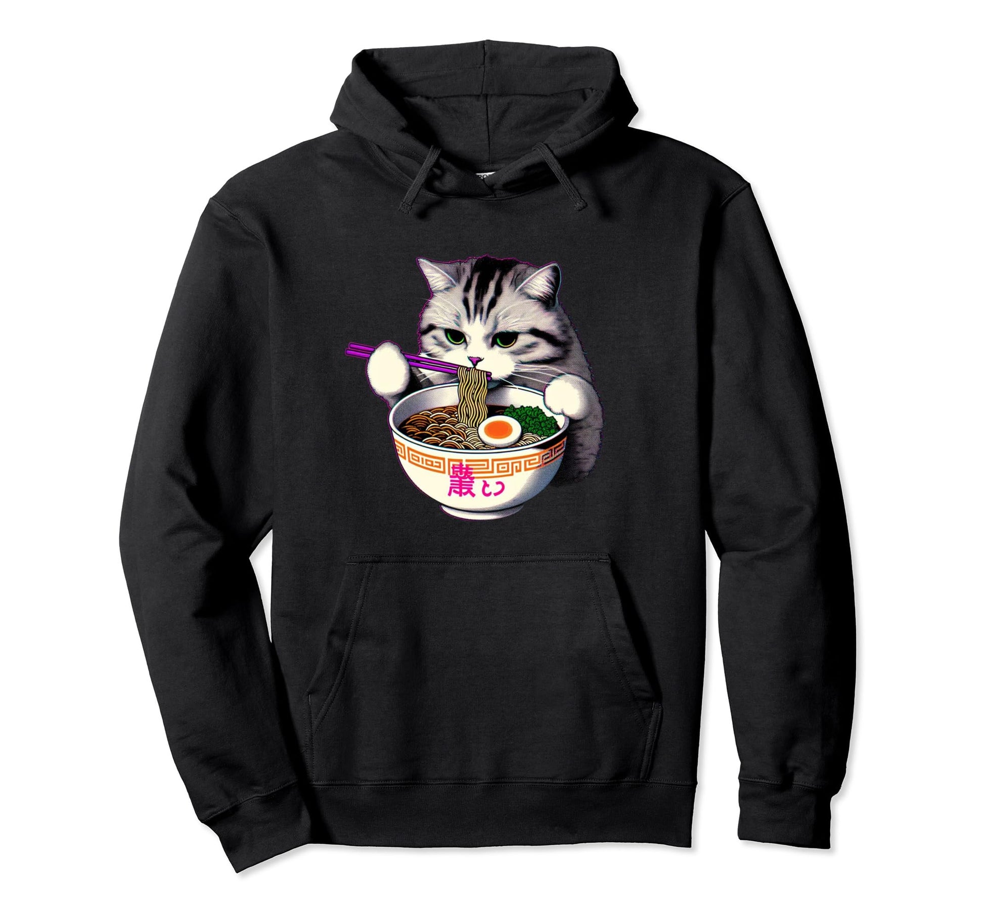 Ramen Cat Vaporwave Japanese Hoodie - Aesthetic Graphic Men Women - T-Shirt, Sweatshirt, Hoodie
