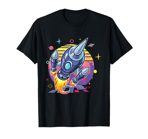 Synthwave Spaceship Rocket Vaporwave T-Shirt - Streetwear Style Unisex - T-Shirt, Sweatshirt, Hoodie