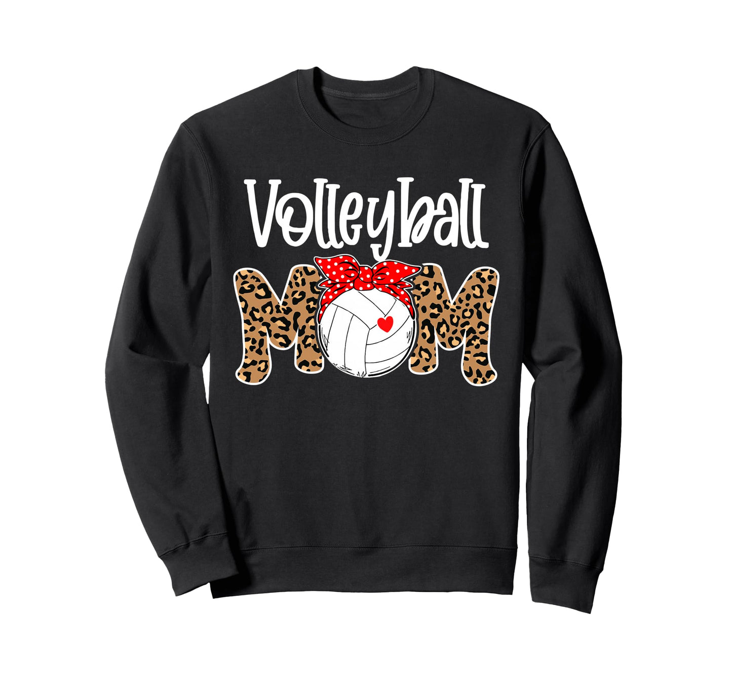 Volleyball Mom Leopard Messy Sweatshirt - Fun Novelty Design for Adults - T-Shirt, Sweatshirt, Hoodie