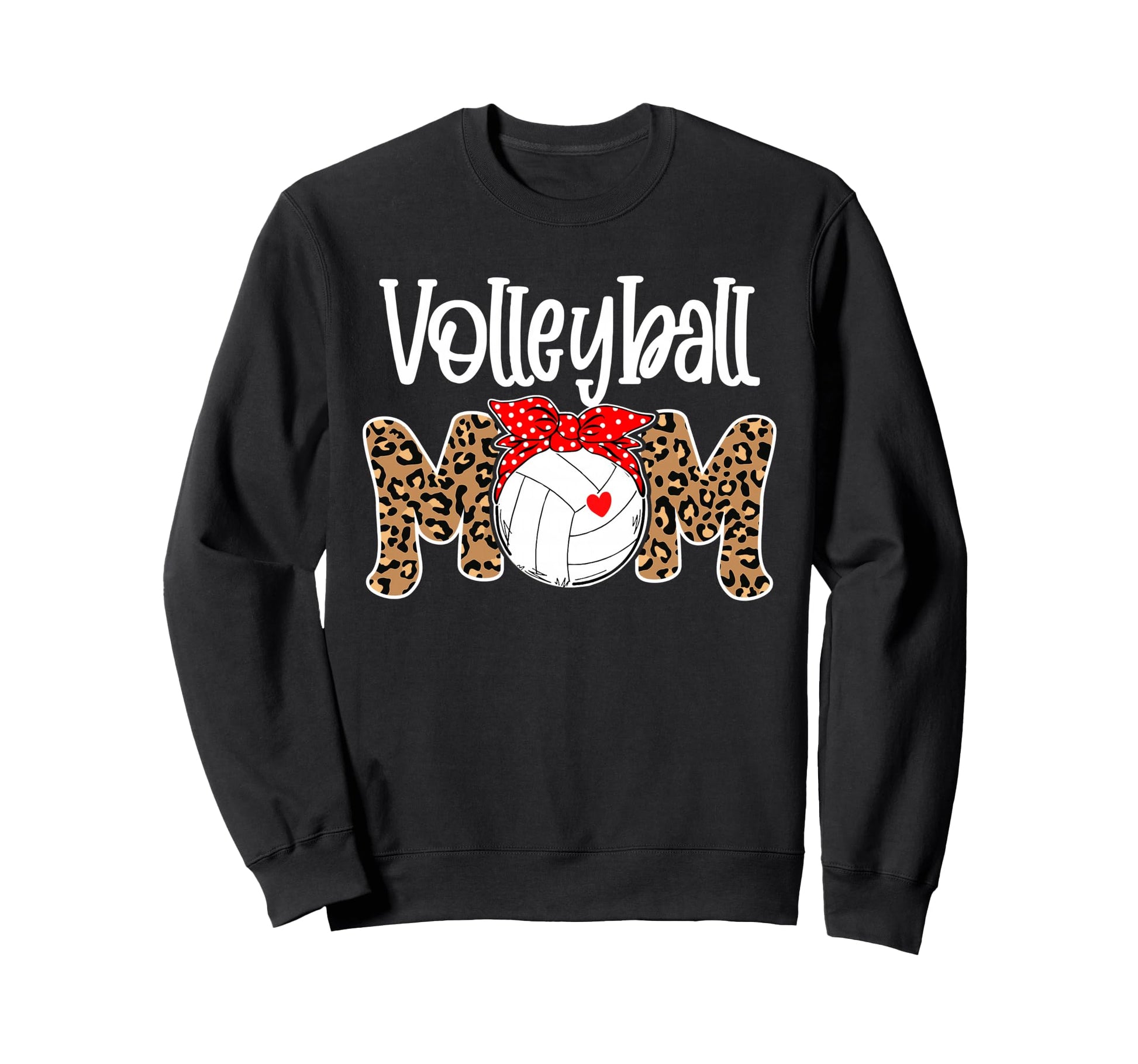 Volleyball Mom Leopard Messy Sweatshirt - Fun Novelty Design for Adults - T-Shirt, Sweatshirt, Hoodie