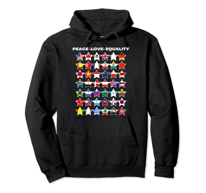 Peace Love Equality World Peace Day Hoodie - Aesthetic Graphic for Adults - T-Shirt, Sweatshirt, Hoodie