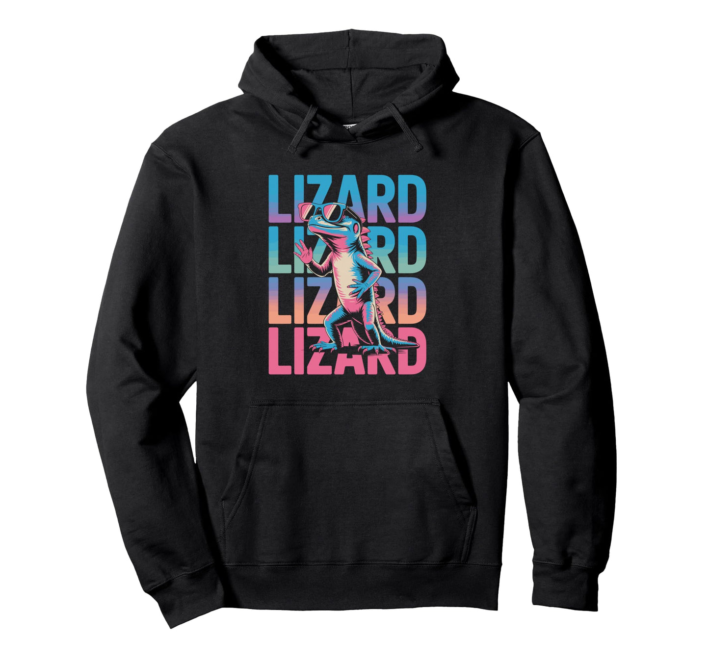Lizard 80S Vaporwave Reptile Hoodie - Casual Everyday Wear Men Women - T-Shirt, Sweatshirt, Hoodie