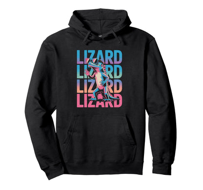 Lizard 80S Vaporwave Reptile Hoodie - Casual Everyday Wear Men Women - T-Shirt, Sweatshirt, Hoodie