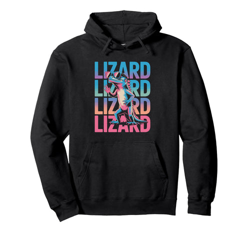 Lizard 80S Vaporwave Reptile Hoodie - Casual Everyday Wear Men Women - T-Shirt, Sweatshirt, Hoodie