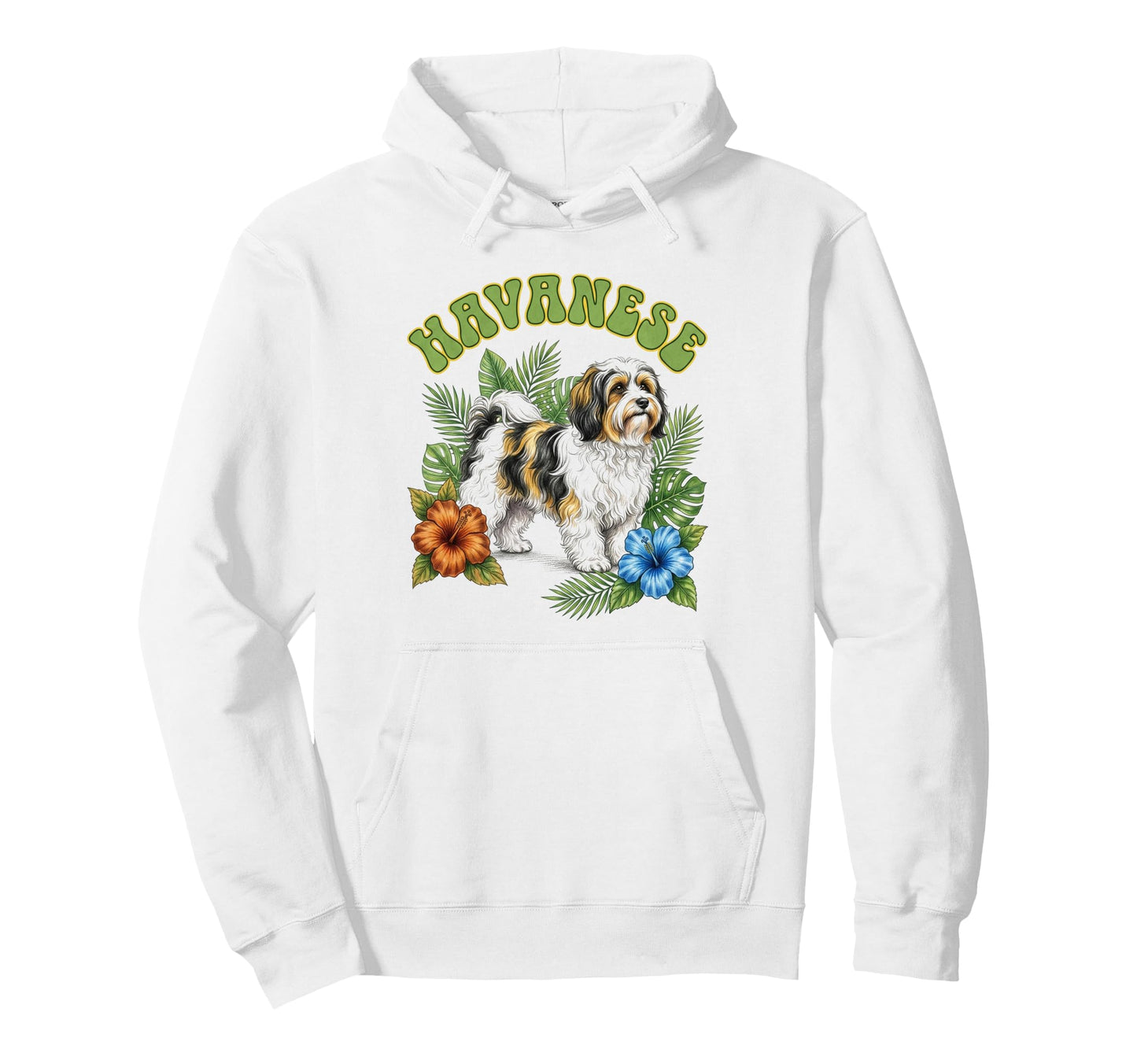 Havanese Groovy Floral Watercolor Hoodie - Aesthetic Graphic Men Women - T-Shirt, Sweatshirt, Hoodie