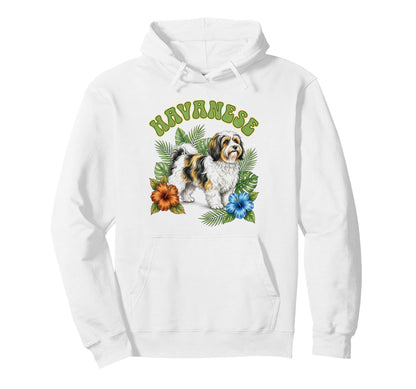 Havanese Groovy Floral Watercolor Hoodie - Aesthetic Graphic Men Women - T-Shirt, Sweatshirt, Hoodie