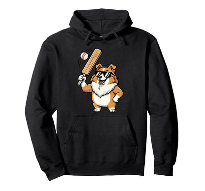Corgi Baseball Player Dog Sunglasses Hoodie - Trendy Graphic for Adults - T-Shirt, Sweatshirt, Hoodie