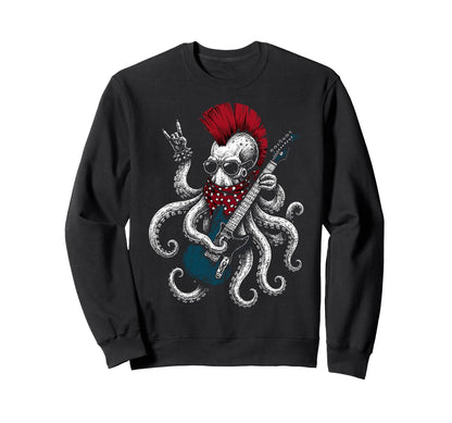 Funny Octopus Playing Guitar Sweatshirt - Casual Everyday Wear Men Women - T-Shirt, Sweatshirt, Hoodie