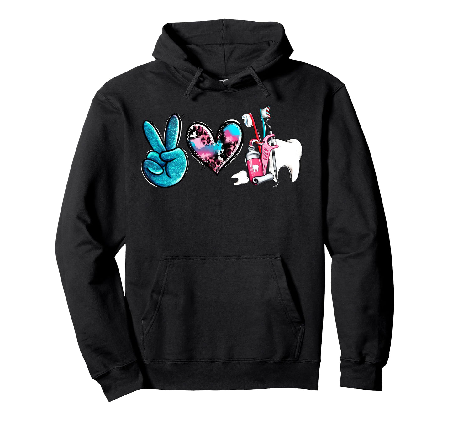 Western Peace Love Dentist Dental Hoodie - Casual Everyday Wear Men Women - T-Shirt, Sweatshirt, Hoodie