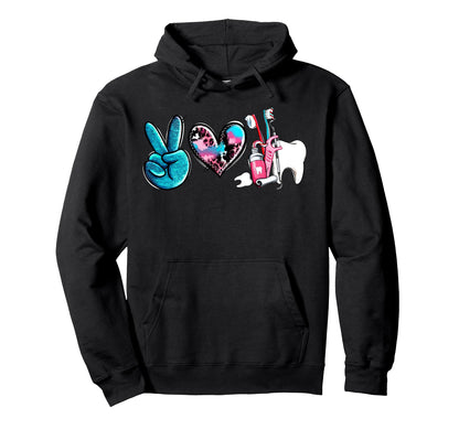 Western Peace Love Dentist Dental Hoodie - Casual Everyday Wear Men Women - T-Shirt, Sweatshirt, Hoodie