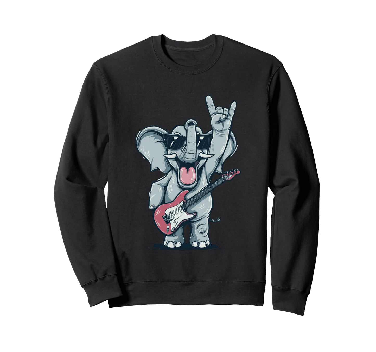 Funny Rock Elephant Guitar Player Sweatshirt - Novelty Apparel Men Women - T-Shirt, Sweatshirt, Hoodie