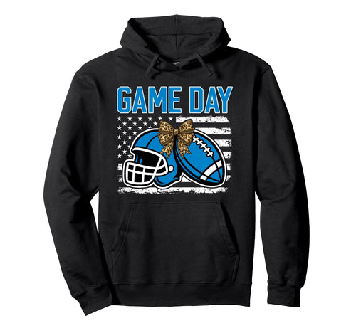 Game Day Football Bow Teal Mom Mama Hoodie - Trendy Graphic Unisex - T-Shirt, Sweatshirt, Hoodie