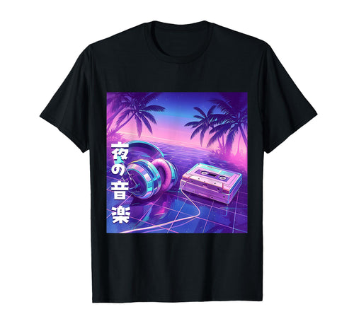 Night Music Headphone Casette Tape T-Shirt - Fun Novelty Design Unisex - T-Shirt, Sweatshirt, Hoodie