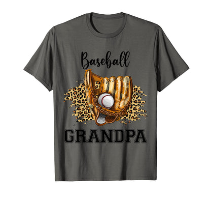 Baseball Grandpa Leopard Printed T-Shirt - Casual Everyday Wear for Adults - T-Shirt, Sweatshirt, Hoodie
