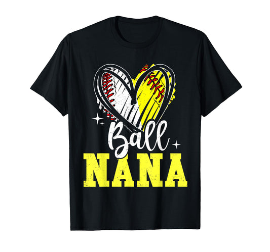 Ball Grandma Heart Baseball Softball T-Shirt - Trendy Graphic for Adults - T-Shirt, Sweatshirt, Hoodie