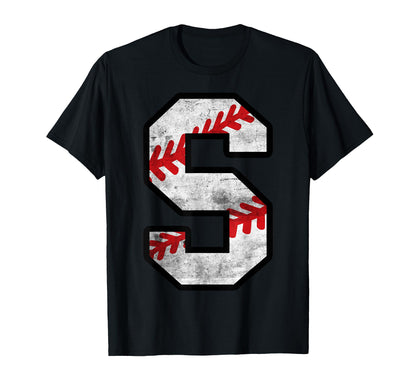 Distressed Baseball Letter S T-Shirt - Casual Everyday Wear Unisex - T-Shirt, Sweatshirt, Hoodie