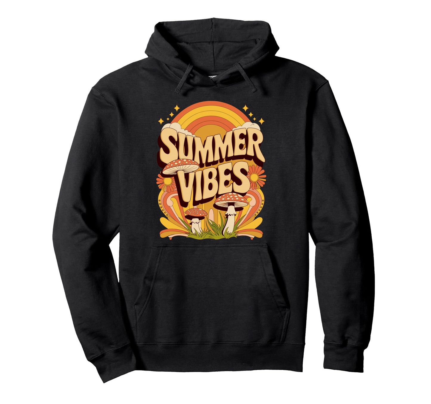 Summer Vibes Mushroom Hippie Psychedelic Hoodie - Custom Art Print Unisex - T-Shirt, Sweatshirt, Hoodie