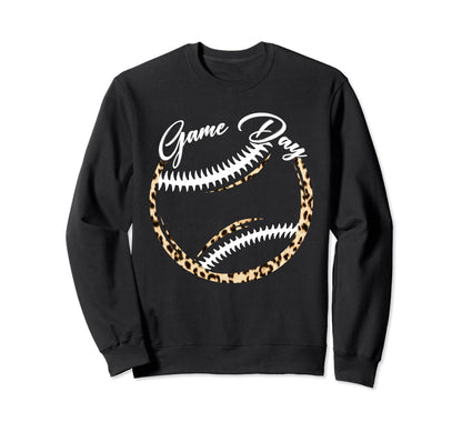 Game Day Baseball Leopard Softball Sweatshirt - Novelty Apparel for Adults - T-Shirt, Sweatshirt, Hoodie