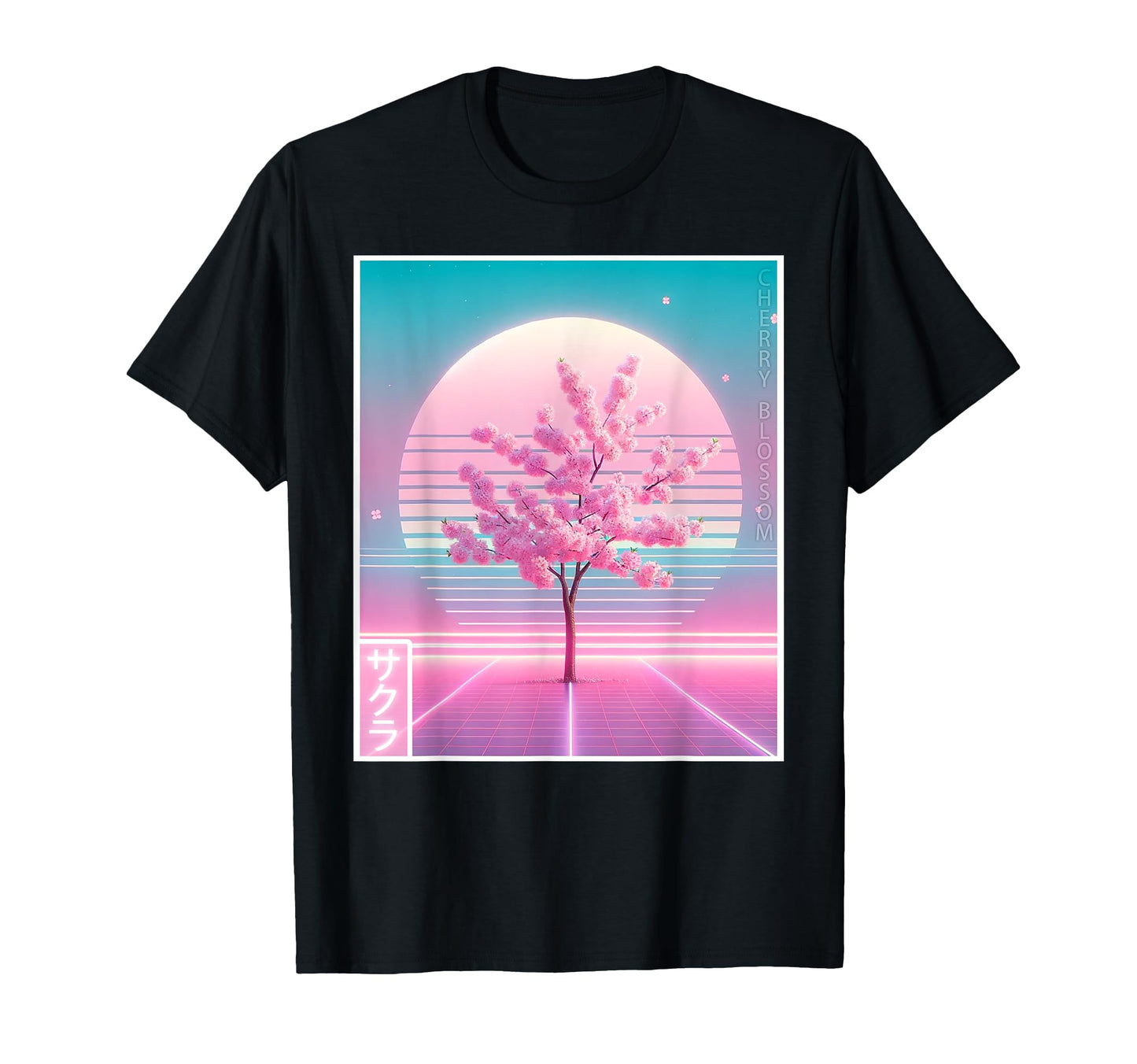 Cherry Blossom Sakura Vaporwave T-Shirt - Minimalist Print for Adults - T-Shirt, Sweatshirt, Hoodie