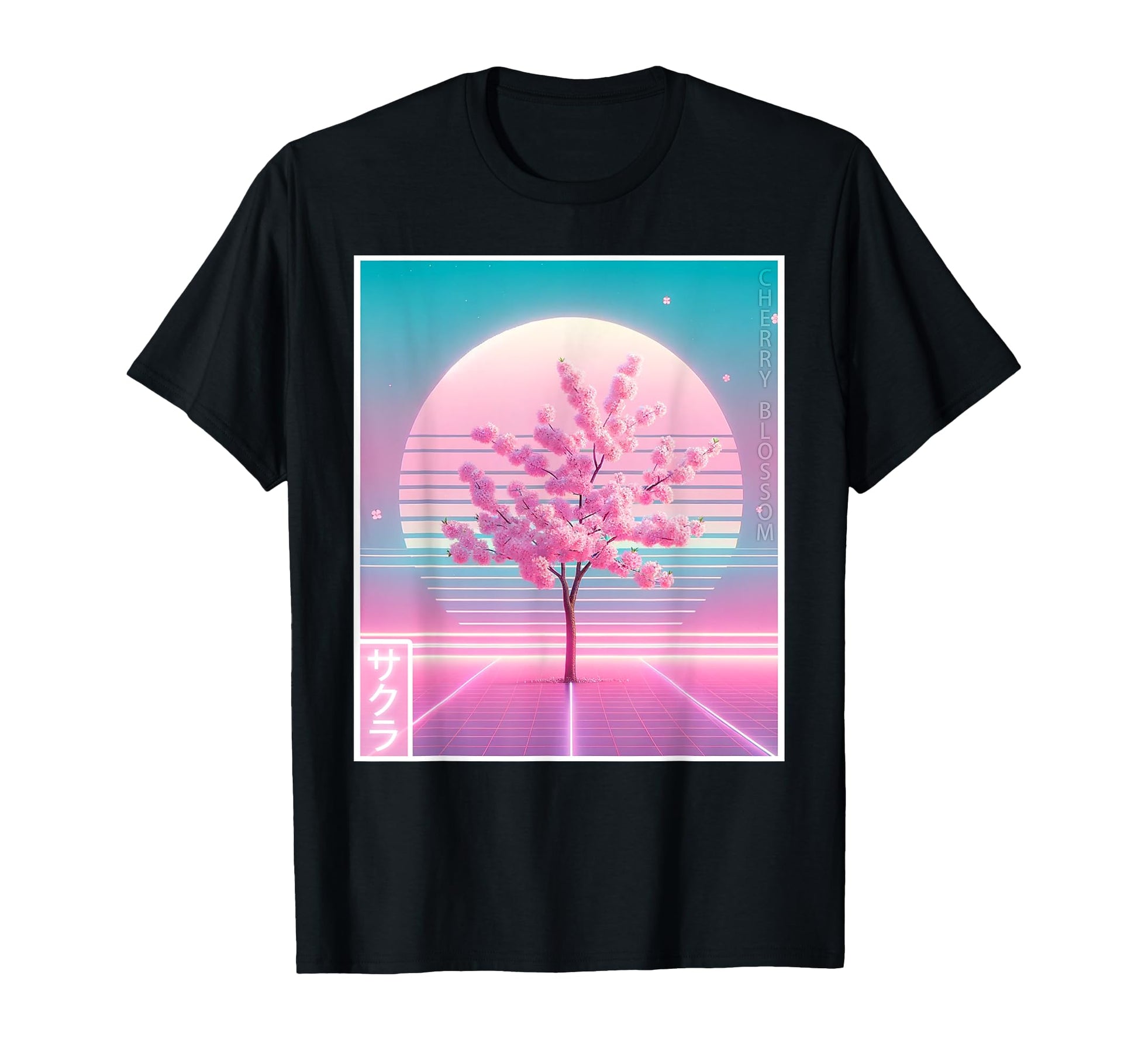 Cherry Blossom Sakura Vaporwave T-Shirt - Minimalist Print for Adults - T-Shirt, Sweatshirt, Hoodie