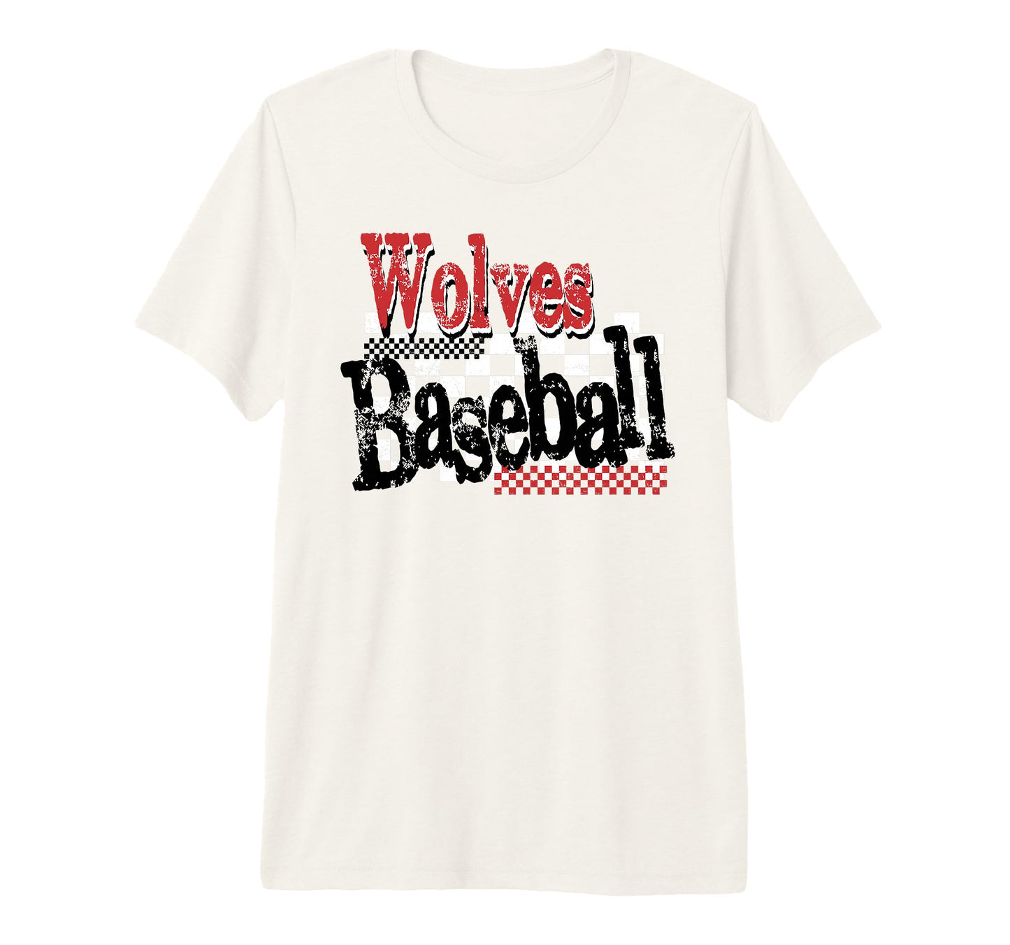 Wolves Checkered Baseball Mom Game T-Shirt - Minimalist Print Men Women - T-Shirt, Sweatshirt, Hoodie