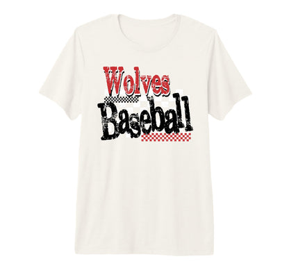 Wolves Checkered Baseball Mom Game T-Shirt - Minimalist Print Men Women - T-Shirt, Sweatshirt, Hoodie