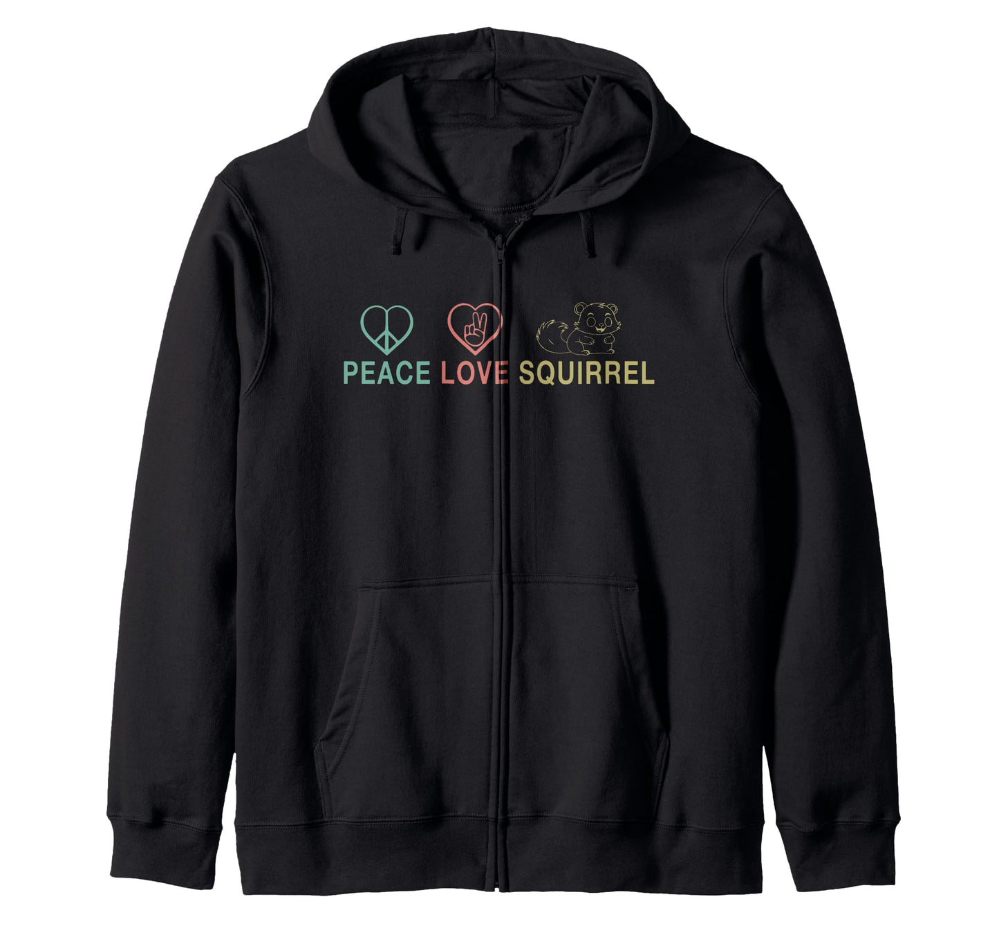 Peace Love Squirrel Heart Animal Gift Hoodie - Streetwear Style Men Women - T-Shirt, Sweatshirt, Hoodie