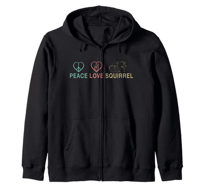 Peace Love Squirrel Heart Animal Gift Hoodie - Streetwear Style Men Women - T-Shirt, Sweatshirt, Hoodie